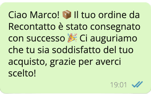 Messaggio di consegna automatica