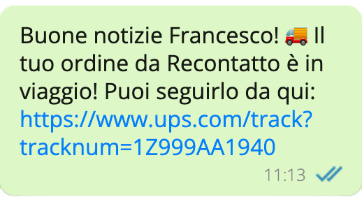 Messaggio di spedizione automatica